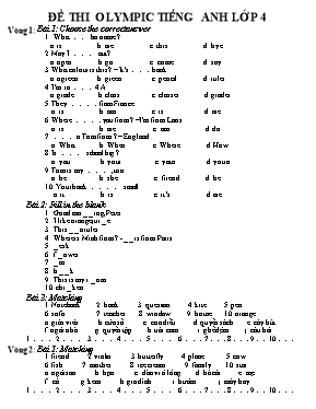 25 Đề thi olympic Tiếng Anh Lớp 4